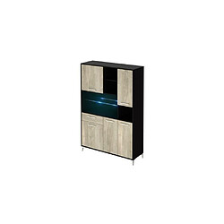 Vente-Unique ECO Buffet de cuisine avec LED L 120 cm - Decor chene et noir mat