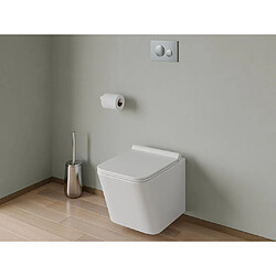 Vente-Unique Pack WC suspendu blanc avec bâti-support et plaque de déclenchement chrome ronde - CLEMONA