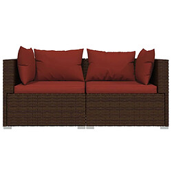 Avis vidaXL Salon de jardin 3 pcs avec coussins Marron Résine tressée