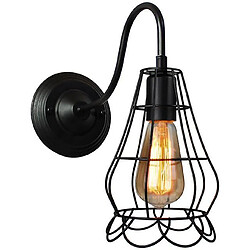 Universal Vin LED Lampe murale Loft de fusée de décélération Applique murale industrielle Noir E27 Fer Simple Abat-jour Cage Garde Applique murale Éclairage intérieur Pinces 