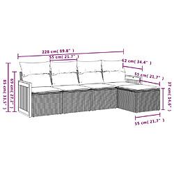 Acheter vidaXL Salon de jardin 5 pcs avec coussins noir résine tressée