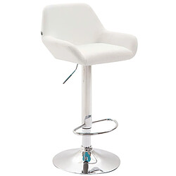 Decoshop26 Lot de 2 tabourets de bar repose-pieds en forme d'arc en métal chromé assise en PVC blanc 10_0004025