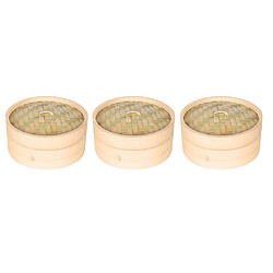 3 Pièces Bambou Panier Vapeur Asiatique Alimentaire Vapeur Pour Dim Sum Boulettes 21cm