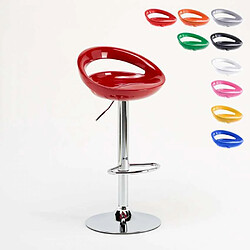 Superstool Tabouret haut pour bar et Cuisine réglable en hauteur pivotant avec repose-pieds Hollywood, Couleur: Rouge