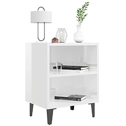 Acheter Maison Chic Lot de 2 Tables de chevet,Table de nuit,Table d'appoint pour salon pieds en métal - blanc brillant 40x30x50cm -MN74597