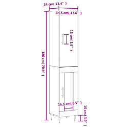 vidaXL Buffet haut Chêne marron 34,5x34x180 cm Bois d'ingénierie pas cher