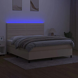 Avis vidaXL Sommier à lattes de lit et matelas et LED Crème 180x200cm Tissu