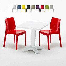 Grand Soleil Table et 2 chaises colorées polypropylen