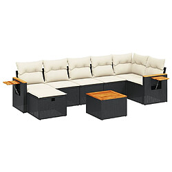 vidaXL Salon de jardin 8 pcs avec coussins noir résine tressée