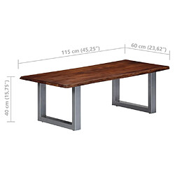 vidaXL Table basse avec bord naturel 115x60x40 cm Bois d'acacia massif pas cher