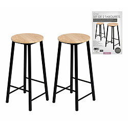 Acheter Lot de 2 tabourets de bar en bois avec struture en métal noir repose-pieds D30*H70 cm+Urban Living