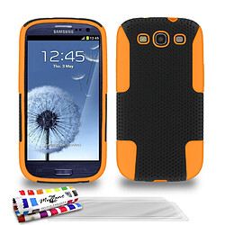 Muzzano Coque + 3 Films SAMSUNG GALAXY S3 / I9300 ""Alveolia Cross Premium"" Orange et noir