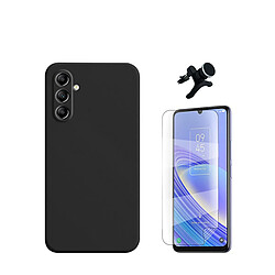 Kit de film en verre trempé de la couverture en 5D + boîtier en silicone liquide + porte-voiture renforcé Phonecare pour Samsung Galaxy A25 5G - le noir 