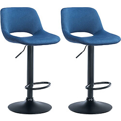 Decoshop26 Tabourets de bar chaises haute x2 avec repose-pieds en velours bleu piètement métallique noir 10_0004080