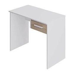 Acheter Bureau Petit Tiroir - Décor blanc et chene - L 90 x P 50 x H 74 cm