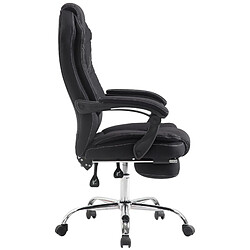 Acheter Decoshop26 Fauteuil de bureau sur roulettes dossier et repose-pied réglable en tissu noir et métal 10_0002442