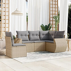 Maison Chic Salon de jardin avec coussins 5 pcs, Ensemble Tables et chaises de jardin,, Ensemble Tables et chaises de jardin, beige résine tressée -GKD567069