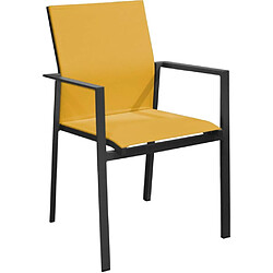 Proloisirs Fauteuil de jardin empilable Delia graphite, moutarde.