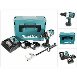 Makita DHP 481 RTJ Perceuse visseuse a percussion sans fil 18V Brushless 115 Nm 2x Batteries BL1850 B 5 0 Ah Chargeur Makpac Perceuse visseuse sans fil Rue du Commerce