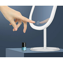 Miroir de maquillage rotatif LED avec miroir de courtoisie à induction Light Touch à économie d'énergie - blanc
