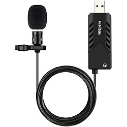 Microphone à revers USB Lavalier, micro d'ordinateur à condensateur cardioïde à clipser Microphone USB Plug and Play avec carte son 