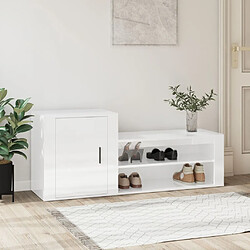 vidaXL Armoire à chaussure Blanc brillant 130x35x54 cm Bois ingénierie 