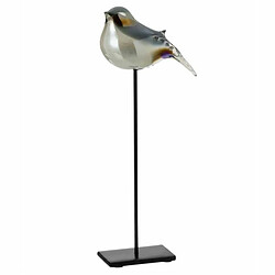 Paris Prix Statue Déco en Verre Oiseau sur Pied 41cm Gris