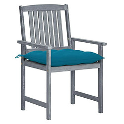 Maison Chic Lot de 8 Chaises de jardin,Fauteuil d'extérieur avec coussins Bois d'acacia solide Gris -MN91761