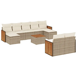 Maison Chic Salon de jardin avec coussins 10 pcs | Ensemble de Table et chaises | Mobilier d'Extérieur beige résine tressée -GKD97544