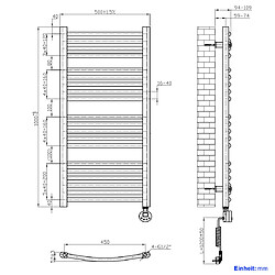 EMKE Sèche-Serviettes Électrique avec Élément Chauffant Thermostat, Chauffe Serviettes à Température Constante de la Salle de Bain, Baguette Chauffante avec Minuterie, 100x50cm, 500W, Blanc pas cher