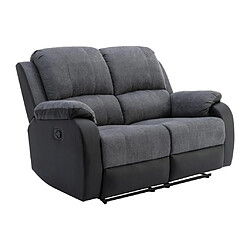 Avis Vente-Unique Canapé 2 places relax en microfibre et simili gris et noir BRODY