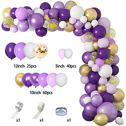 Euro Mega Arche Ballon Violet Or 128 Pièces Violet Ballon Guirlande Kit Ballons Violet Or Blanc Fête Anniversaire Mariage