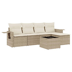 vidaXL Salon de jardin avec coussins 6 pcs beige résine tressée