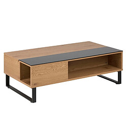 Mes Table basse plateau relevable 110x60x35-55 cm naturel et noir - YOYCE