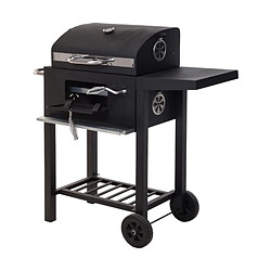 BigBuy BBQ Barbecue à Charbon avec Couvercle et Roulettes 48,5 x 36 x 96 cm Noir