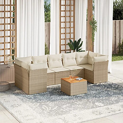 vidaXL Salon de jardin avec coussins 8 pcs beige résine tressée 