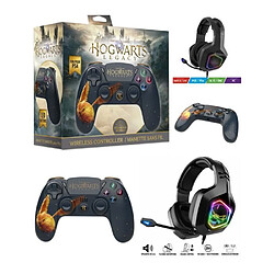 Freaks And Geeks Manette PS4 Bluetooth Harry Potter Hogwarts Legacy Vivet Doré Lumineuse 3.5 JACK + Casque Gamer PRO-EH50 Multiplateforme 