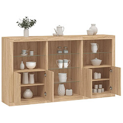 Maison Chic Commode Buffet - Meuble de rangement avec lumières LED chêne sonoma 181,5x37x100 cm -GKD52585