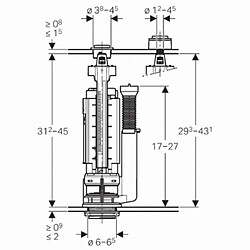 mécanisme complet - type 290-380 - double touche - alim latérale - geberit 283.307.21.2