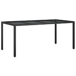 vidaXL Table de jardin Noir 190x90x75 cm Verre trempé/résine tressée