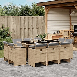 Maison Chic Ensemble à manger d'extérieur 11 pcs avec coussins,Salon de jardin,Mobilier de jardin mélange beige -GKD853932