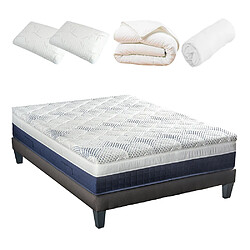 Bellecour Pack Castellane Pack Prêt à dormir CASTELLANE 160x200 cm | Matelas Mémoire de forme + Sommier + Accessoires