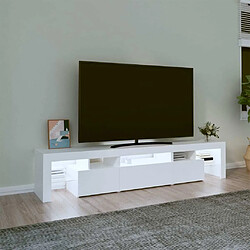 Avis Maison Chic Meuble TV avec lumières LED, Banc TV pour salon, Meuble de rangement Blanc 200x36,5x40 cm -GKD36370