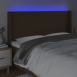 Acheter Maison Chic Tête de lit scandinave à LED,meuble de chambre Marron foncé 163x16x118/128 cm Tissu -MN20630