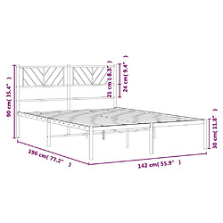 Acheter Maison Chic Lit adulte - Cadre de lit métal avec tête de lit,Structure du lit Contemporain pour chambre noir 135x190 cm -MN26664