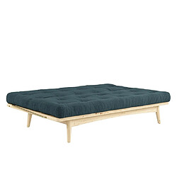 Acheter Inside 75 Banquette futon FOLK en pin massif coloris bleu pâle couchage 130 x 190 cm.