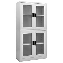 vidaXL Armoire de bureau Gris clair 90x40x180 cm Acier et verre trempé