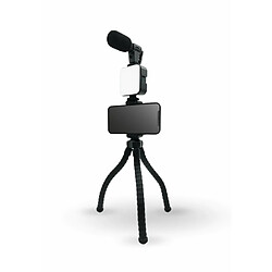 Muvit Support Kit Vlogging 4 en 1 pour Micro, Trépied Ultra-Flexible et LED Noir