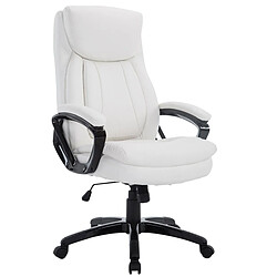 Decoshop26 Fauteuil de bureau sur roulettes poids jusqu'à 180 kg mécanisme d'inclinaison en PVC blanc et plastique 10_0002600