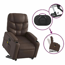 vidaXL Fauteuil inclinable de massage Marron Similicuir pas cher